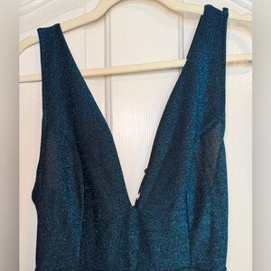 NWT Elegant Teal & Black Evening Gown